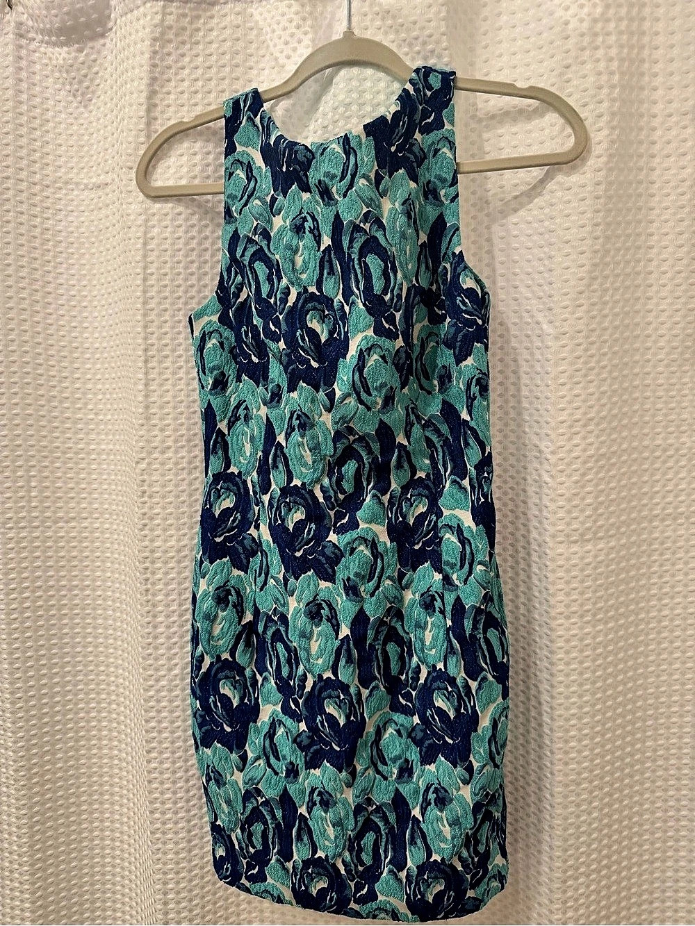 Amanda Uprichard Empire Dress Floral Mini Dress in Blue & Green